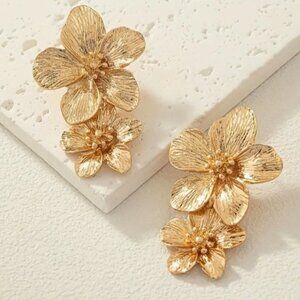 Gold Floral Drop Earrings - Women Jewelry Earrings